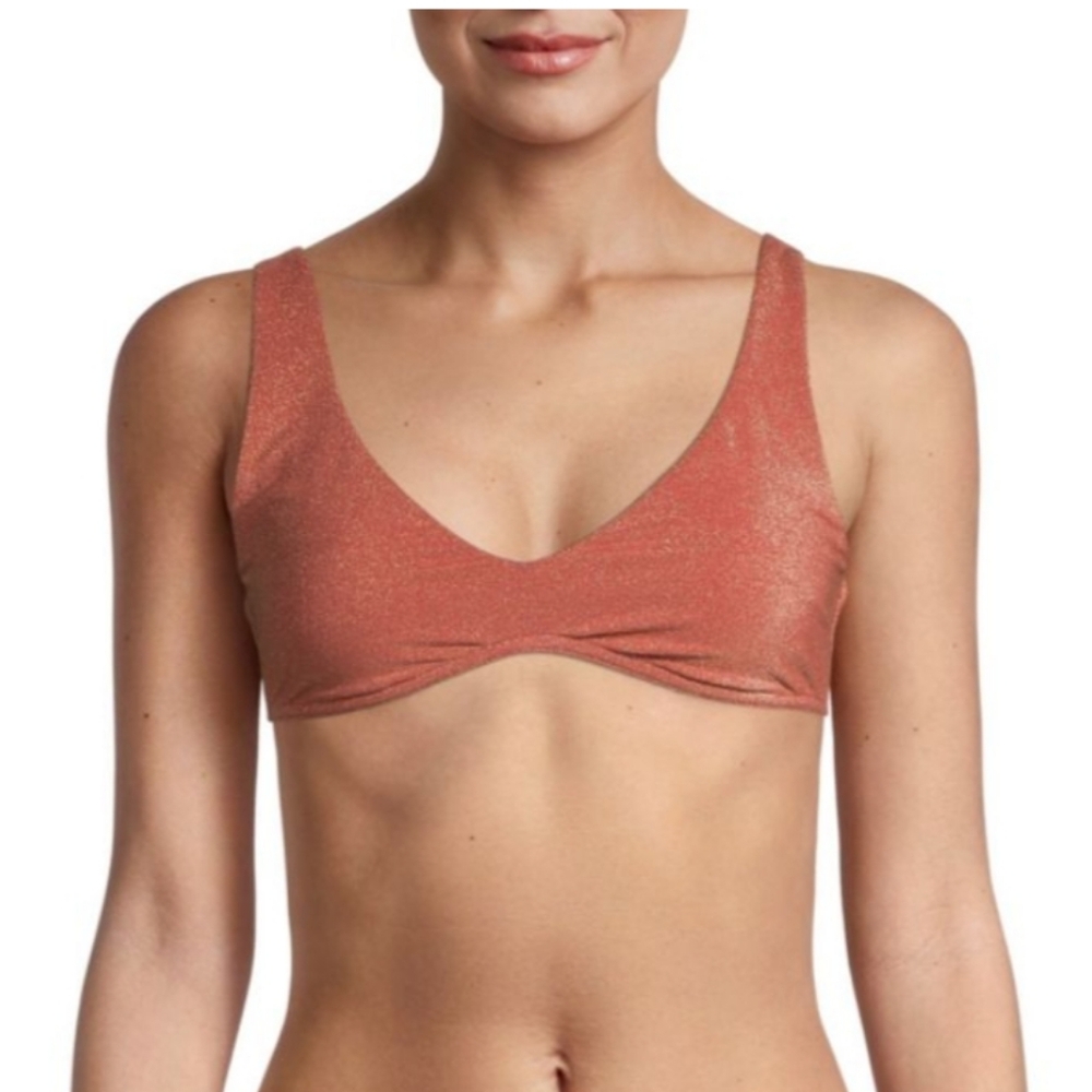 Zimmermann Rosa Metallic Rose Gold Strech Bikini Top Size 6/8 (M)